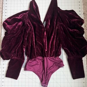 House of Harlow 1960 Velvet Plum Bodysuit